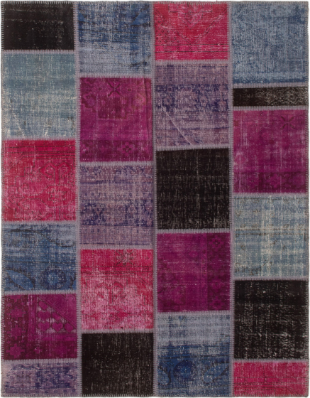 Turkish Color Transition Patchwork 5'9" x 8'0" Hand-knotted Wool Rug 