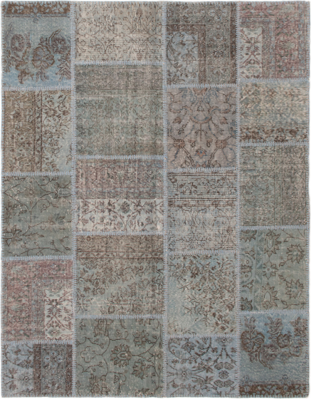 Turkish Color Transition Patchwork 5'7" x 7'10" Hand-knotted Wool Rug 
