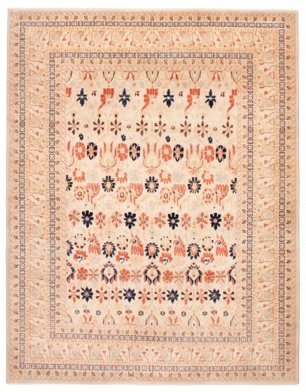 Turkish Antalya Vintage 8'11" x 11'6" Hand-knotted Wool Rug 