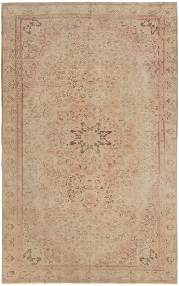 Turkish Antalya Vintage 5'11" x 9'4" Hand-knotted Wool Cream Rug