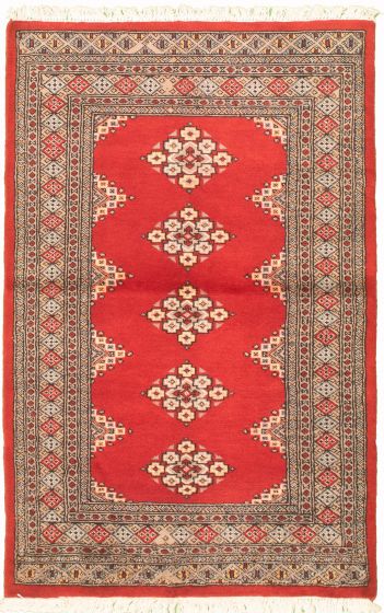 Pakistani Finest Peshawar Bokhara 3'1" x 5'1" Hand-knotted Wool Rug 