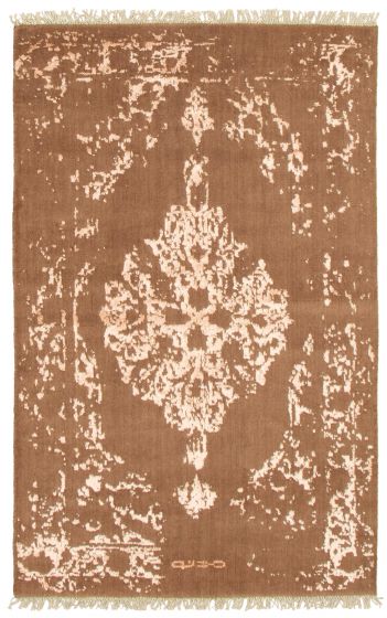 Indian La Seda 3'11" x 5'11" Hand-knotted Silk, Wool Rug 