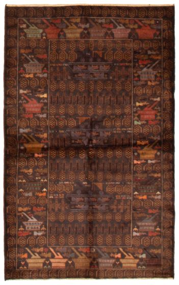 Afghan Rare War 3'8" x 6'2" Hand-knotted Wool Rug 