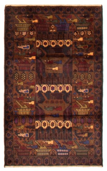 Afghan Rare War 3'1" x 4'10" Hand-knotted Wool Rug 