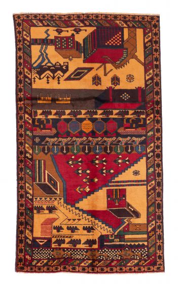 Afghan Teimani 3'7" x 6'6" Hand-knotted Wool Rug 