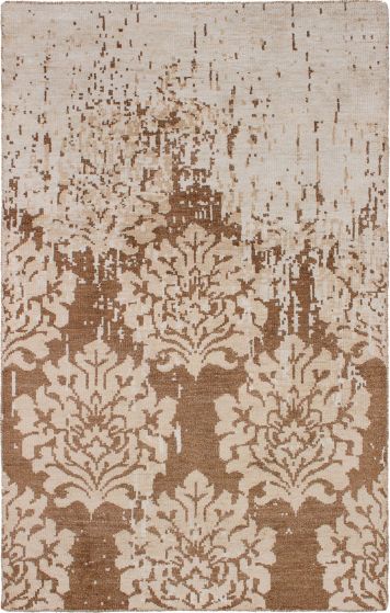 Indian La Seda 4'10" x 7'9" Hand-knotted Wool & Silk Rug 