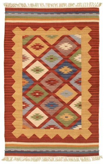 Turkish Sivas 2'7" x 4'1" Flat-Weave Wool Kilim 