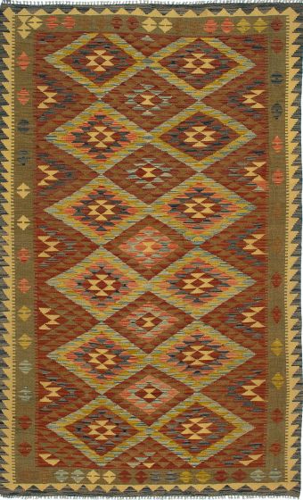 Turkish Sivas 4'11" x 8'2" Flat-Weave Wool Kilim 