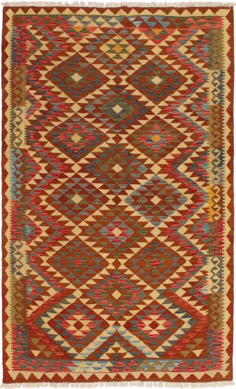 Turkish Kashkoli FW 5'3" x 8'6" Flat-Weave Wool Kilim 