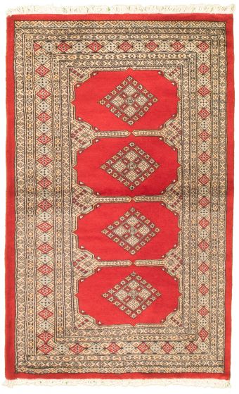 Pakistani Finest Peshawar Bokhara 3'2" x 5'2" Hand-knotted Wool Rug 