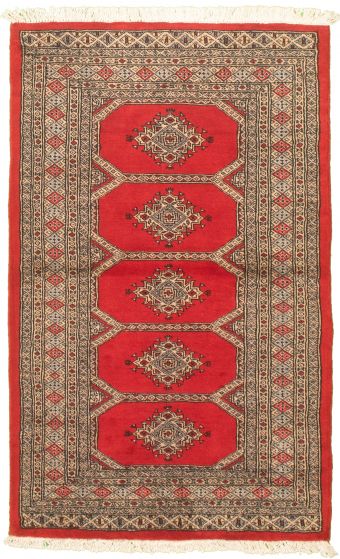 Pakistani Finest Peshawar Bokhara 3'1" x 5'3" Hand-knotted Wool Rug 