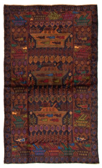 Afghan Rare War 3'11" x 6'8" Hand-knotted Wool Rug 