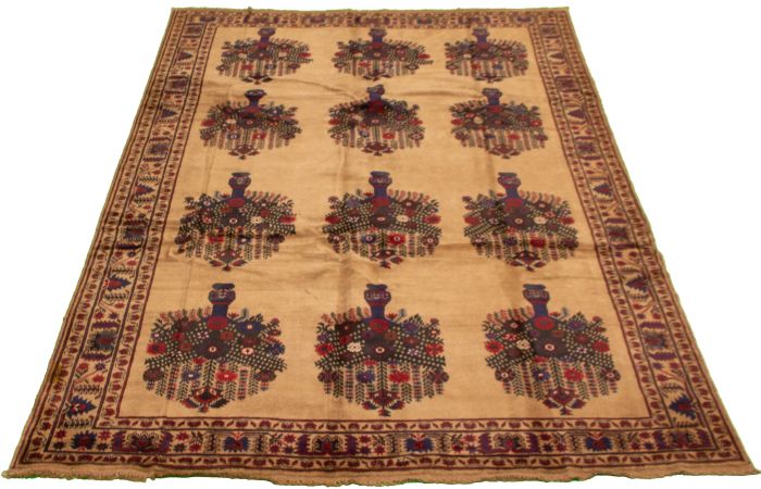 Afghan Rizbaft 6'7" x 9'10" Hand-knotted Wool Rug 