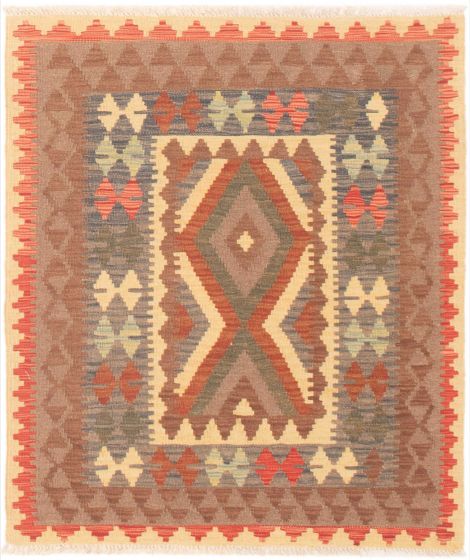 Turkish Kashkoli FW 3'3" x 3'10" Flat-Weave Wool Kilim 