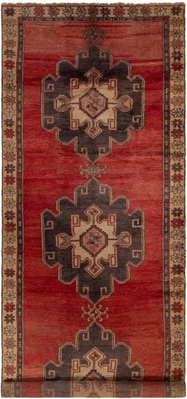Turkish Melis Vintage 4'7" x 13'1" Hand-knotted Wool Rug 