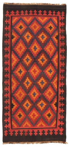 Afghan Shirvan 4'10" x 10'6" Flat-weave Wool Dark Red Kilim