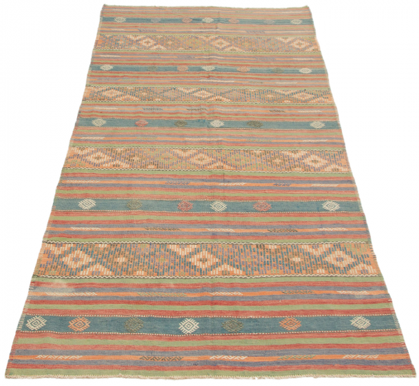 Turkish Boho 5'10" x 11'1" Flat-Weave Wool Kilim 