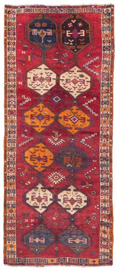 Persian Style 4'4" x 10'6" Hand-knotted Wool Runner Rug 