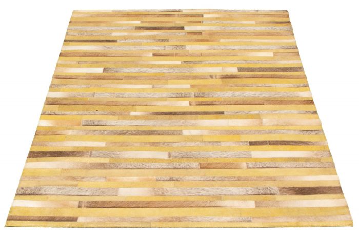 Argentina Cowhide Patchwork 5'0" x 7'11" Handmade Leather Rug 