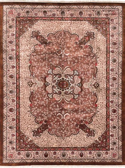 Chinese Aubousson Harrir 8'8" x 11'6" Hand-knotted Silk Rug 