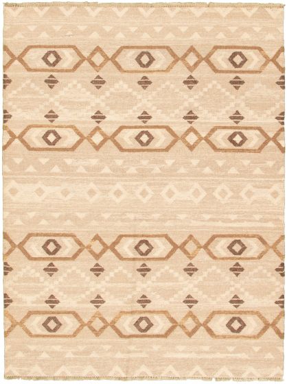 Turkish Pure & Organic 5'6" x 7'5" Flat-Weave Wool Kilim 