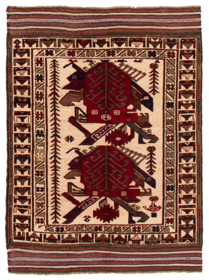 Afghan Tajik Caucasian 4'5" x 5'10" Hand-knotted Wool Rug 