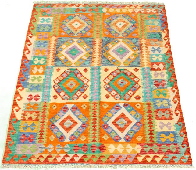 Turkish Sivas 5'1" x 6'10" Flat-Weave Wool Kilim 