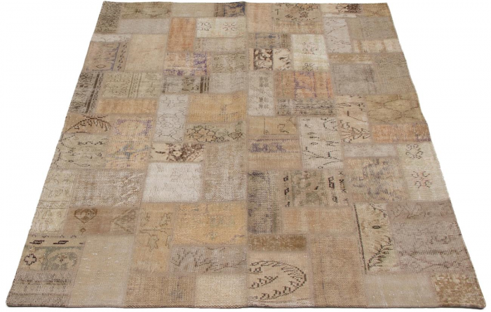 Turkish Vintage Anatolia Patch 5'8" x 7'7" Hand-knotted Wool Rug 