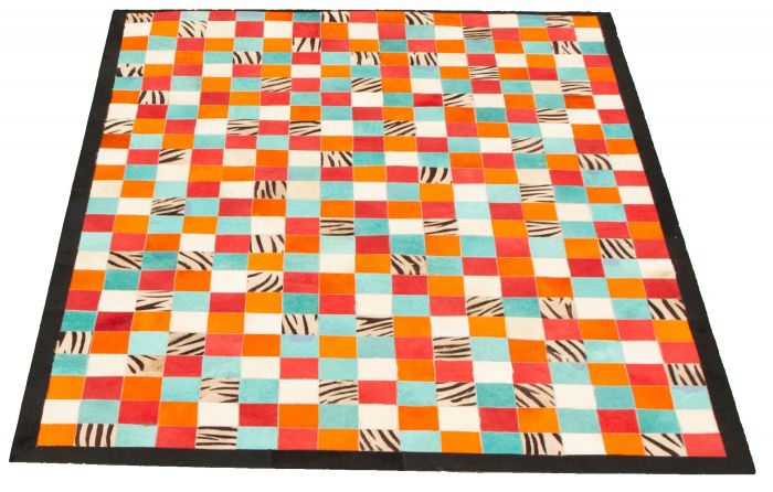 Argentina Cowhide Patchwork 4'6" x 6'6" Handmade Leather Rug 