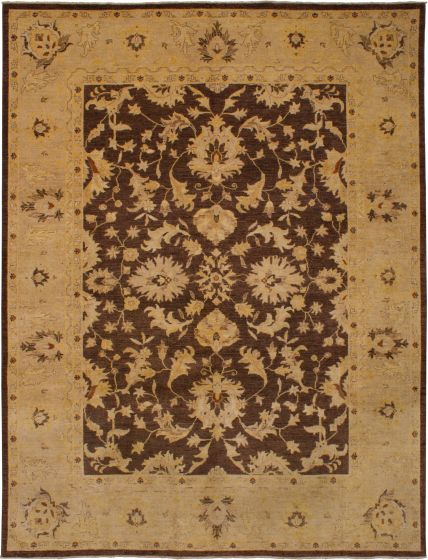 Afghan Chobi Finest 9'1" x 12'0" Hand-knotted Wool Dark Brown Rug