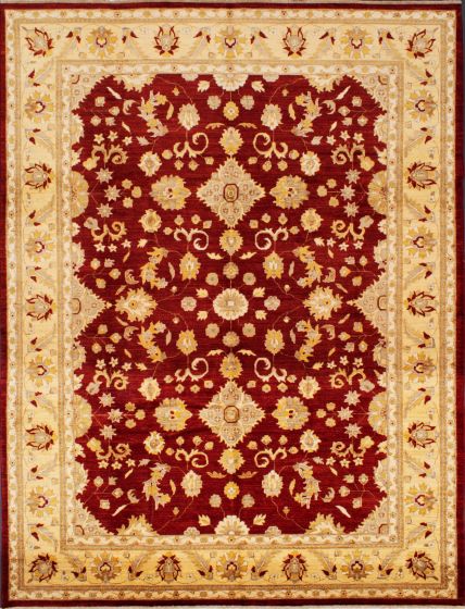 Afghan Chobi Finest 9'2" x 12'0" Hand-knotted Wool Dark Red Rug