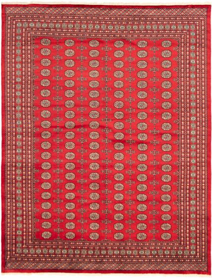 Pakistani Finest Peshawar Bokhara 9'2" x 11'10" Hand-knotted Wool Rug 