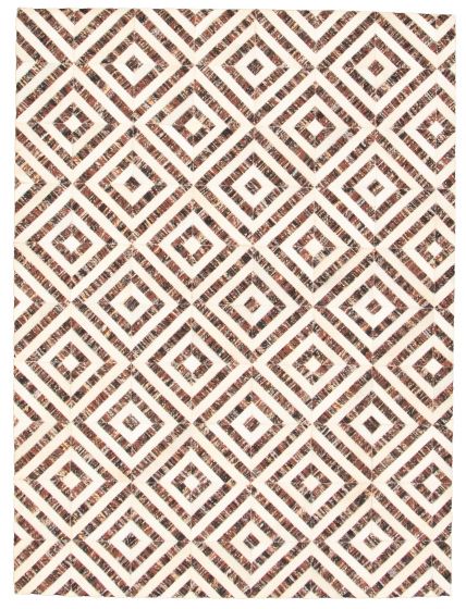 Argentina Cowhide Patchwork 4'8" x 6'3" Handmade Hemp, Jute & Leather Rug 