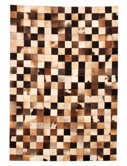 Argentina Cowhide Patchwork 5'2" x 7'5" Handmade Leather Rug 