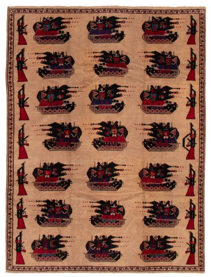 Afghan Rare War 6'9" x 9'2" Hand-knotted Wool Rug 