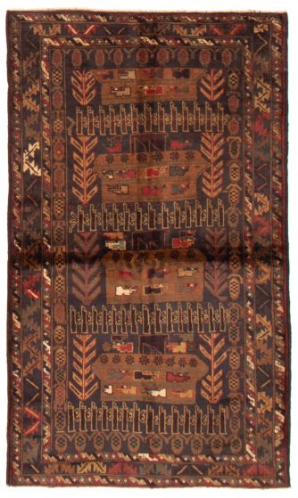 Afghan Rare War 3'8" x 6'3" Hand-knotted Wool Rug 