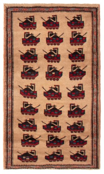 Afghan Rare War 2'9" x 4'8" Hand-knotted Wool Rug 
