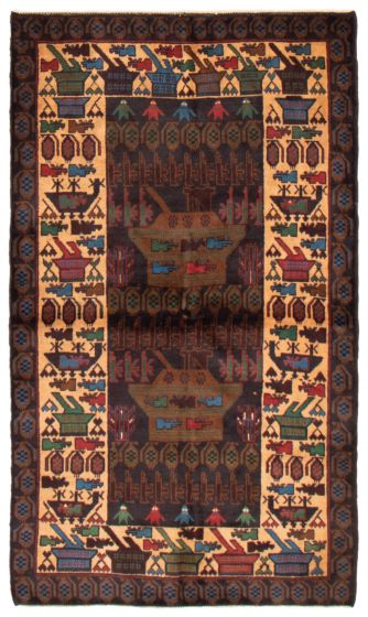 Afghan Rare War 3'10" x 6'6" Hand-knotted Wool Rug 