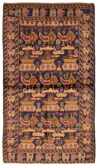 Afghan Rare War 3'3" x 6'0" Hand-knotted Wool Rug 
