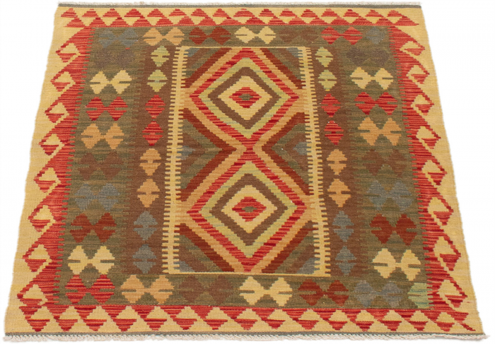 Turkish Kashkoli FW 3'2" x 4'11" Flat-Weave Wool Kilim 