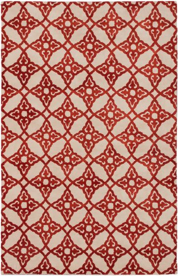 Chinese Soho-Mosaic 5'0" x 8'0" Hand Tufted Viscose Cream Rug - Closeout