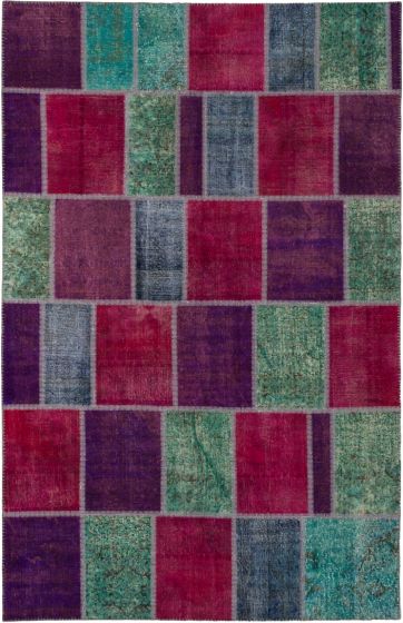Turkish Color Transition Patchwork 6'6" x 10'0" Hand-knotted Wool Rug 