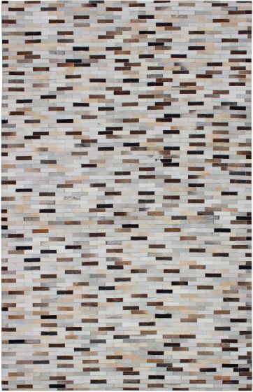 Argentina Cowhide Patchwork 5'0" x 8'0" Handmade Leather Rug 