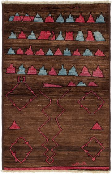 Indian Tangier 3'11" x 6'2" Hand-knotted Wool Rug 