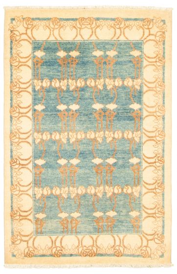 Pakistani Peshawar Ziegler 3'11" x 5'11" Hand-knotted Wool Rug 