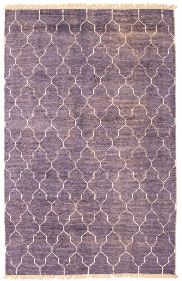 Indian Tangier 5'0" x 8'3" Hand-knotted Silk, Wool Rug 