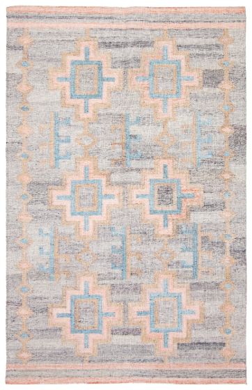 Indian Marrakech 5'2" x 8'3" Flat-Weave Wool Kilim 