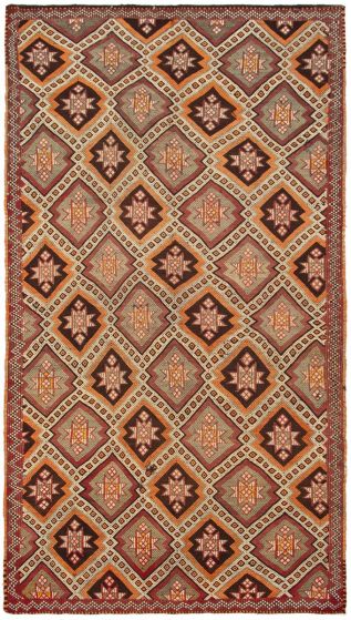 Turkish Yoruk 5'7" x 10'3" Flat-Weave Wool Tapestry Kilim 
