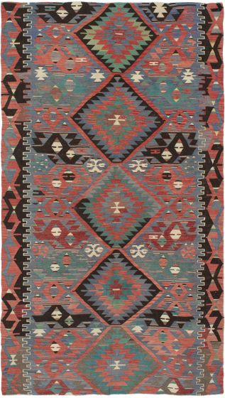 Turkish Sivas 5'1" x 9'6" Flat-Weave Wool Kilim 