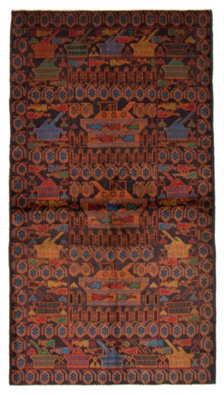 Afghan Rare War 3'7" x 6'6" Hand-knotted Wool Rug 